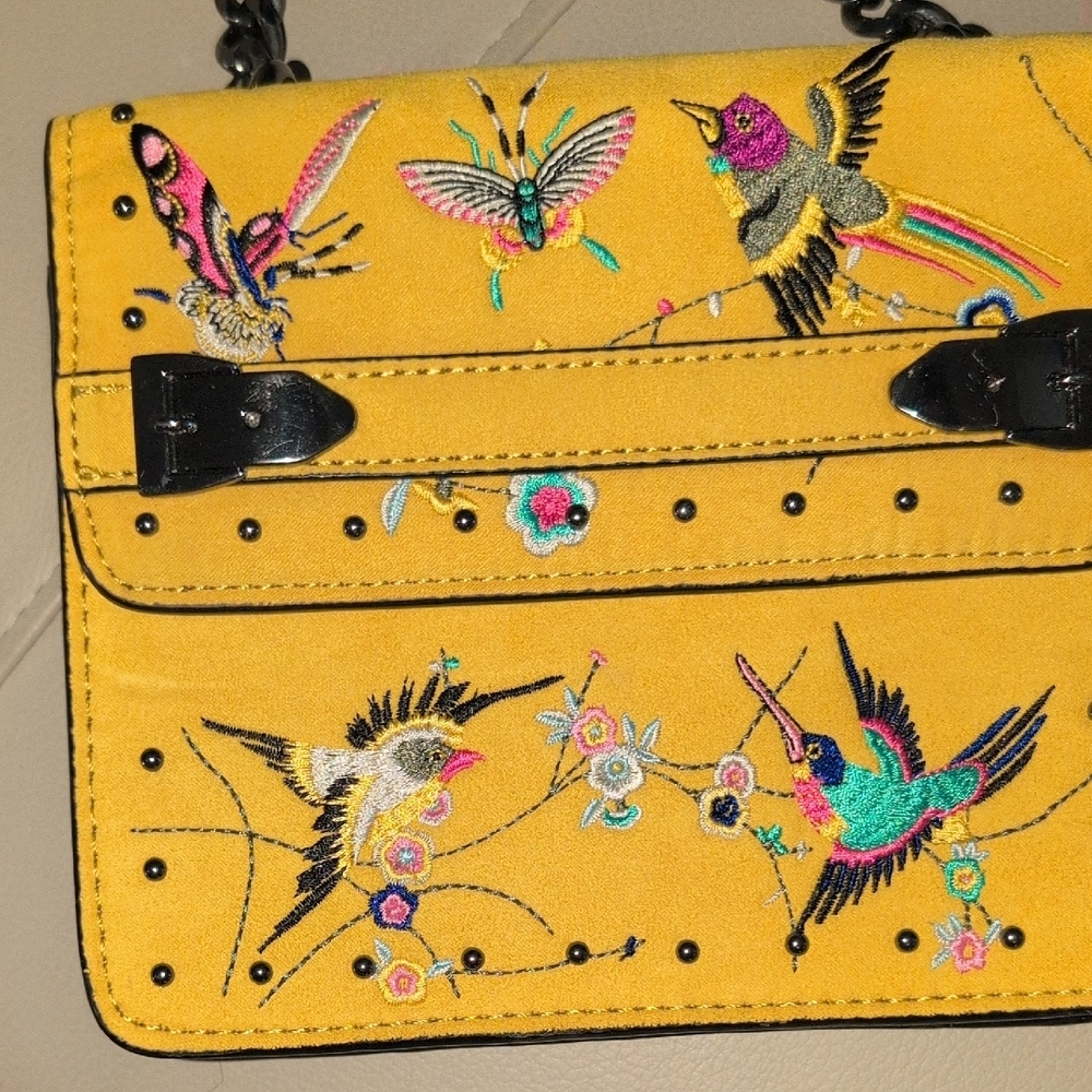 Vibrant Yellow Embroidered Crossbody Bag - Picture 11 of 11